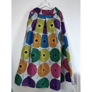 Shenbolen Women African Traditional Costume Flower Print Maxi Skirt Medium Multi